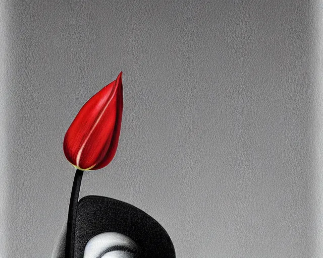 Prompt: rule of thirds inside the tulip, an ultrafine detailed painting by rafal olbinski, behance contest winner, pop surrealism, detailed painting, very detailed, minimalist, skeuomorphic, airbrush art