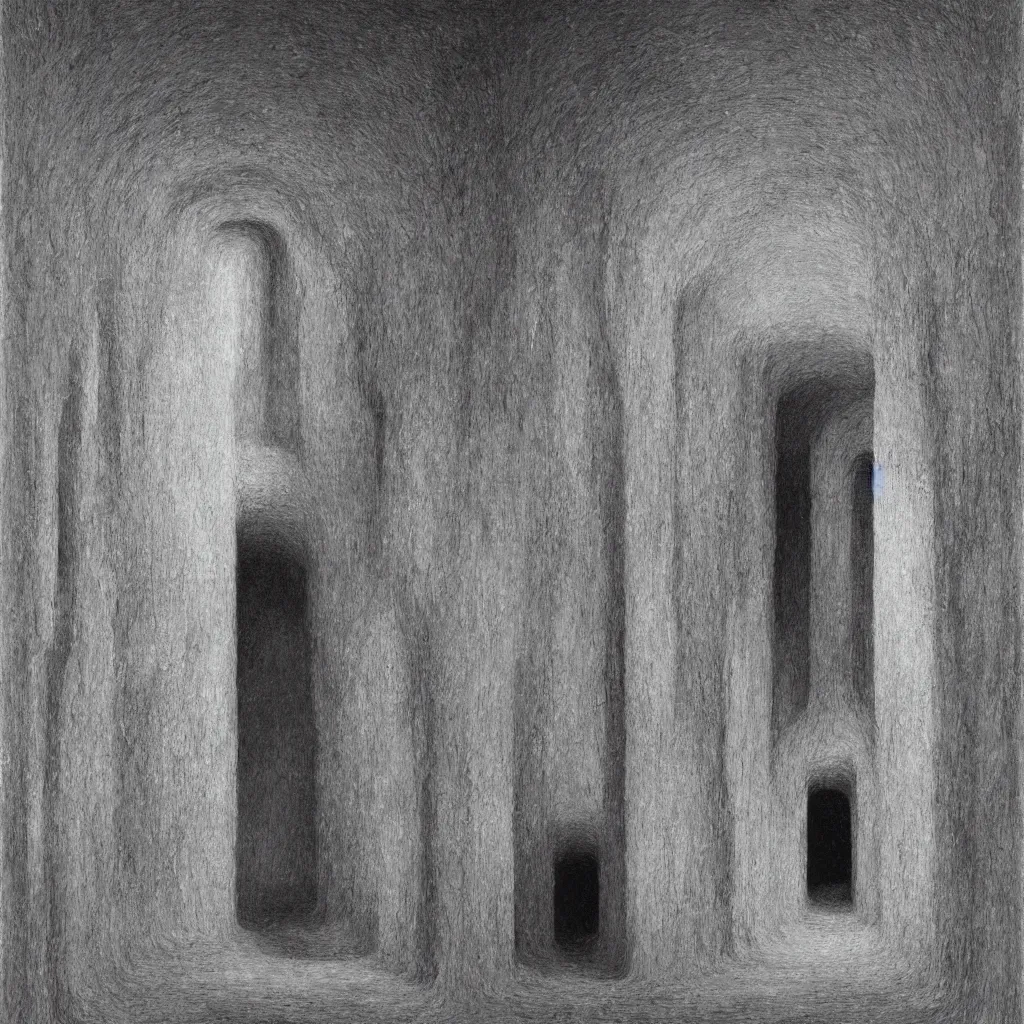 Image similar to laboratory. unsettling. semi - organic. tunnel, doorways. zdzisław beksinski