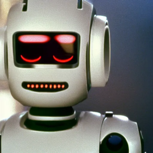 Image similar to ! film still of the 1 9 9 9 movie'robot invaders from planet glibglore '. sigma 8 5 mm f / 1. 4