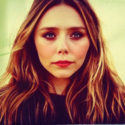 Prompt: Polaroid of elizabeth olsen