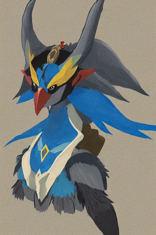 Image similar to an in game portrait of revali from the legend of zelda breath of the wild, breath of the wild art style.