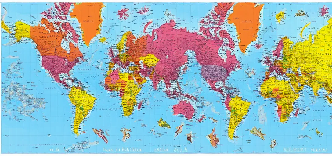 Image similar to accurate world map made of candy