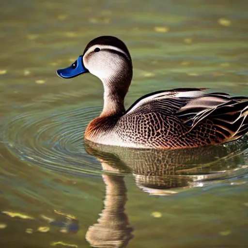 Image similar to A high detail closeup shot of a duck wearing a suit