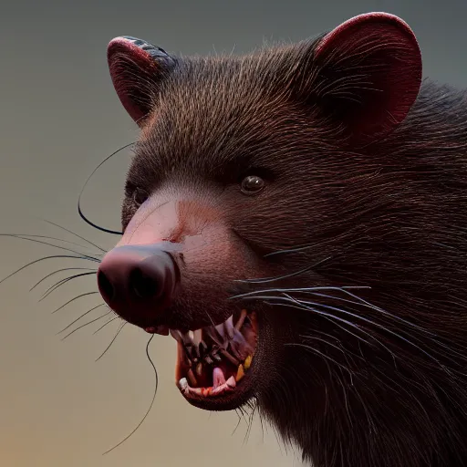 Image similar to Ultra realistic illustration, close up portrait of tasmanian devil, sci-fi, fantasy, intricate, highly detailed, , trending on Artstation, octane render, concept art