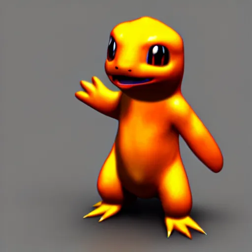 Image similar to charmander, 3 d model, 4 k, highly detailed