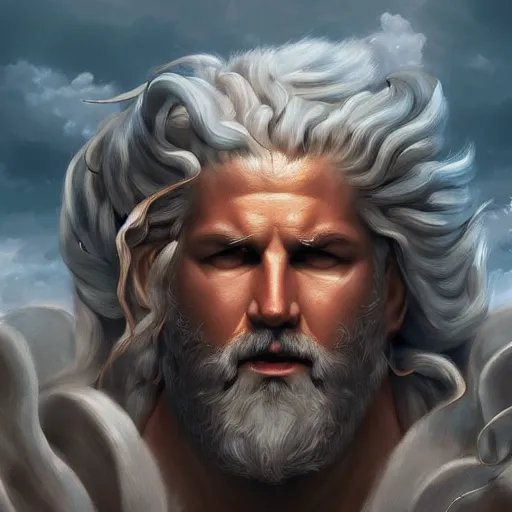 Prompt: an epic digital art of Zeus in thunderclouds by Diego Gisbert Llorens, Zeus, epic painting, masterpiece, hyperdetailed, artstation, cgsociety, 8k