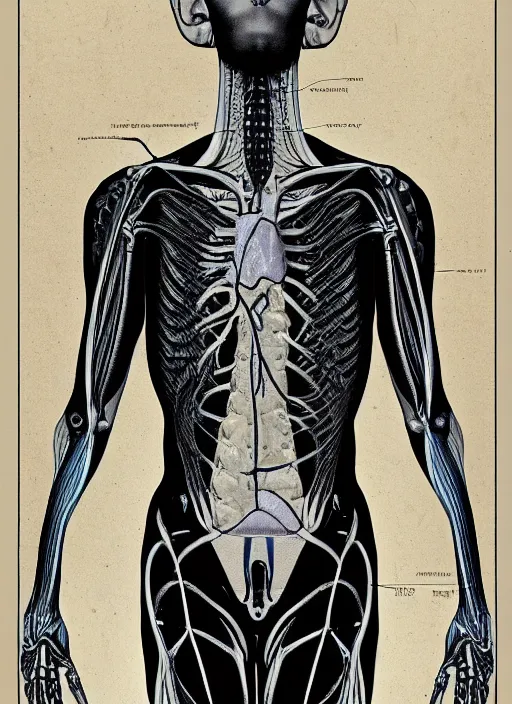 Prompt: detailed anatomical chart of an alien