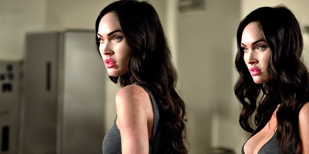 Prompt: vfx film, megan fox swat team squad crew, breach and clear, gang house, flat color profile low - key lighting award winning photography arri alexa cinematography, cinematic beautiful natural skin, famous face, atmospheric cool color - grade