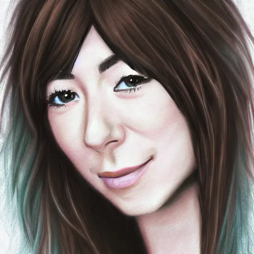 Image similar to portrait of Christina Grimmie, highly detailed, centered, solid color background, digital painting