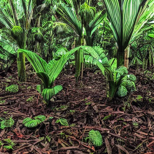 Image similar to forest full of black tacca chantrieri, beautiful, stunning