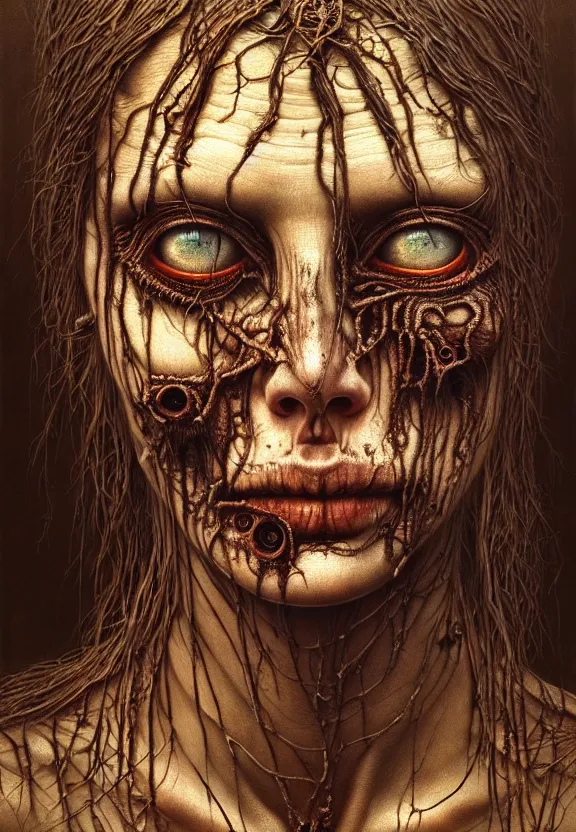 Image similar to ultra realist intricate detailed horror portrait of a single rugged attractive female, accurate features, industrial, apocalyptic, very intricate details, 8 k resolution, dramatic lighting, artstyle zdzisław beksinski, award winning