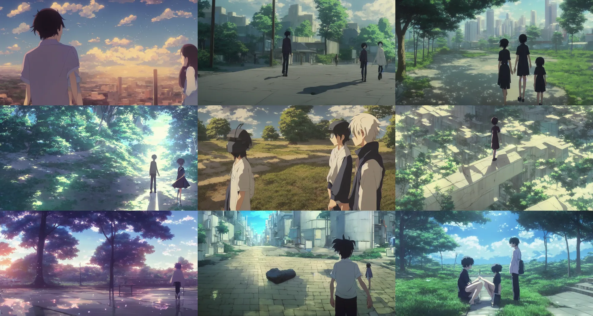 Prompt: screenshot from the anime film by makoto shinkai, parallel worlds, digital, magical realism, virtual reality