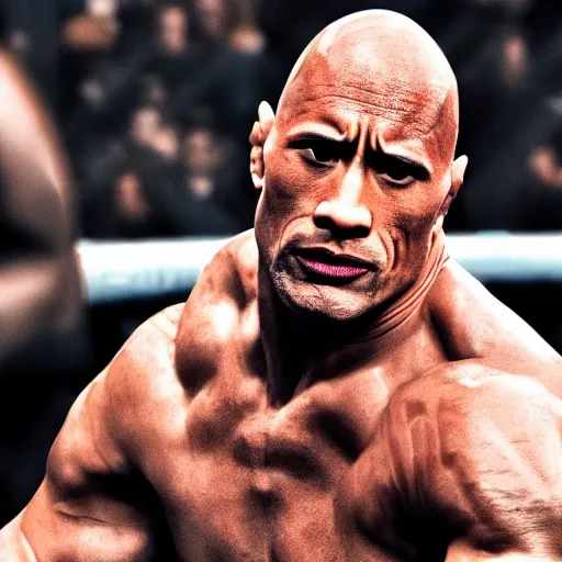 Prompt: dwayne the rock johnson fighting in the ufc, 4 k, photorealistic