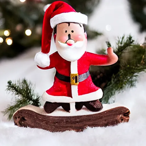 Image similar to tio de nadal, log with a santa hat