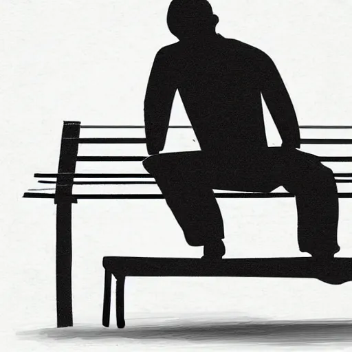 Prompt: a man sitting on a bench, digital painting