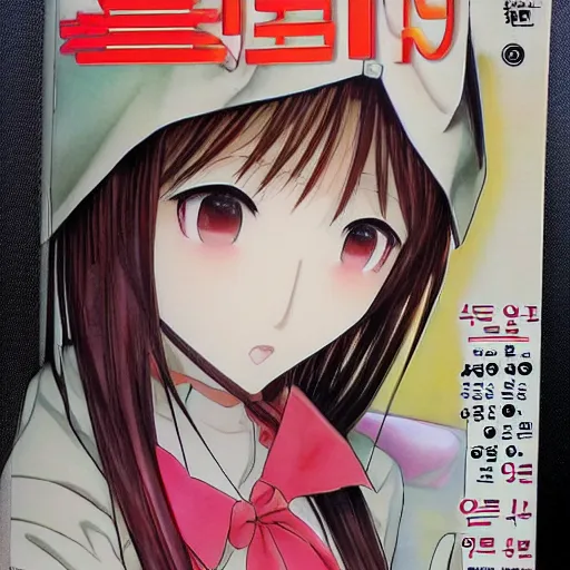 Image similar to korean girl manga cover, hardcover, realistic, very detailed, perfectly drawn