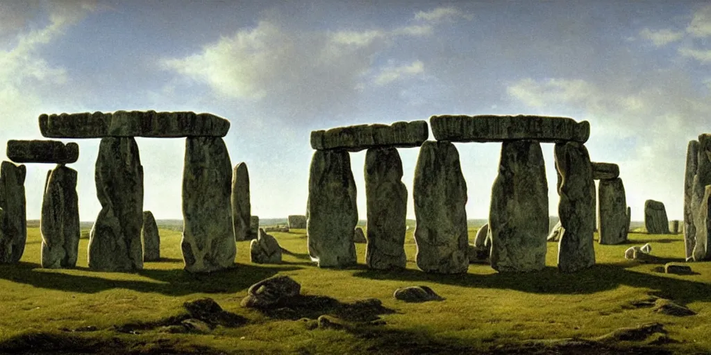 Prompt: stonehenge by ferdinand knab,