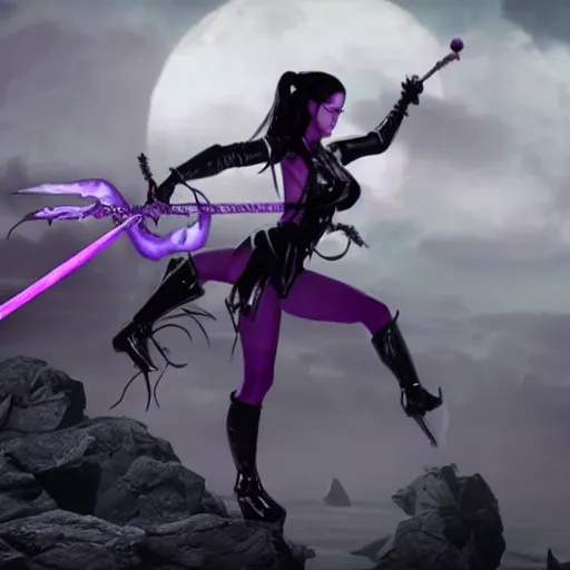 Prompt: gorgeous goth psylocke fighting army of demons with a samurai sword, physical based render, cinematography, octane, photorealistic, gorgeous, symmetrical, unreal engine