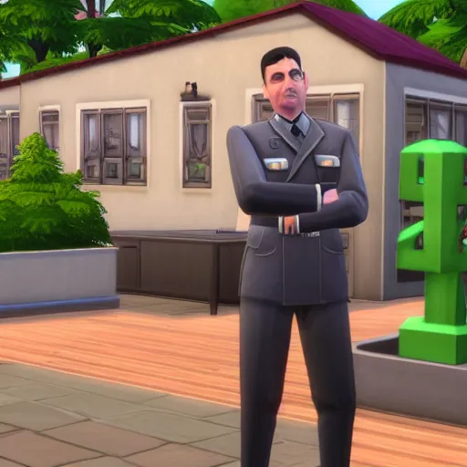 Image similar to a screenshot of hitler in the sims 4