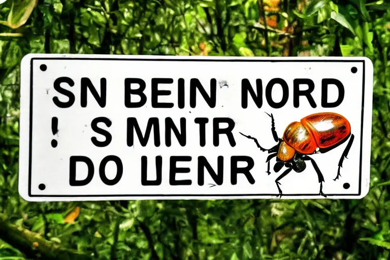 Prompt: sign warning you about beetles