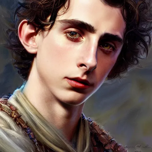 Prompt: timothee chalamet as a fantasy d & d character, closeup portrait art by donato giancola and greg rutkowski, realistic face, digital art, trending on artstation, symmetry!!