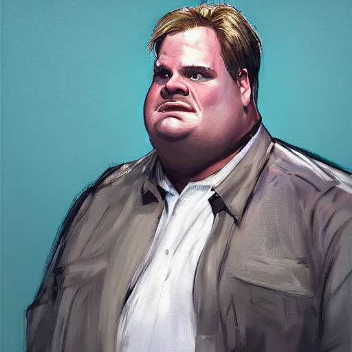 Image similar to concept art of chris farley, cinematic shot, painting by jama jurabaev, extremely detailed, brush hard, artstation, high quality, brush stroke