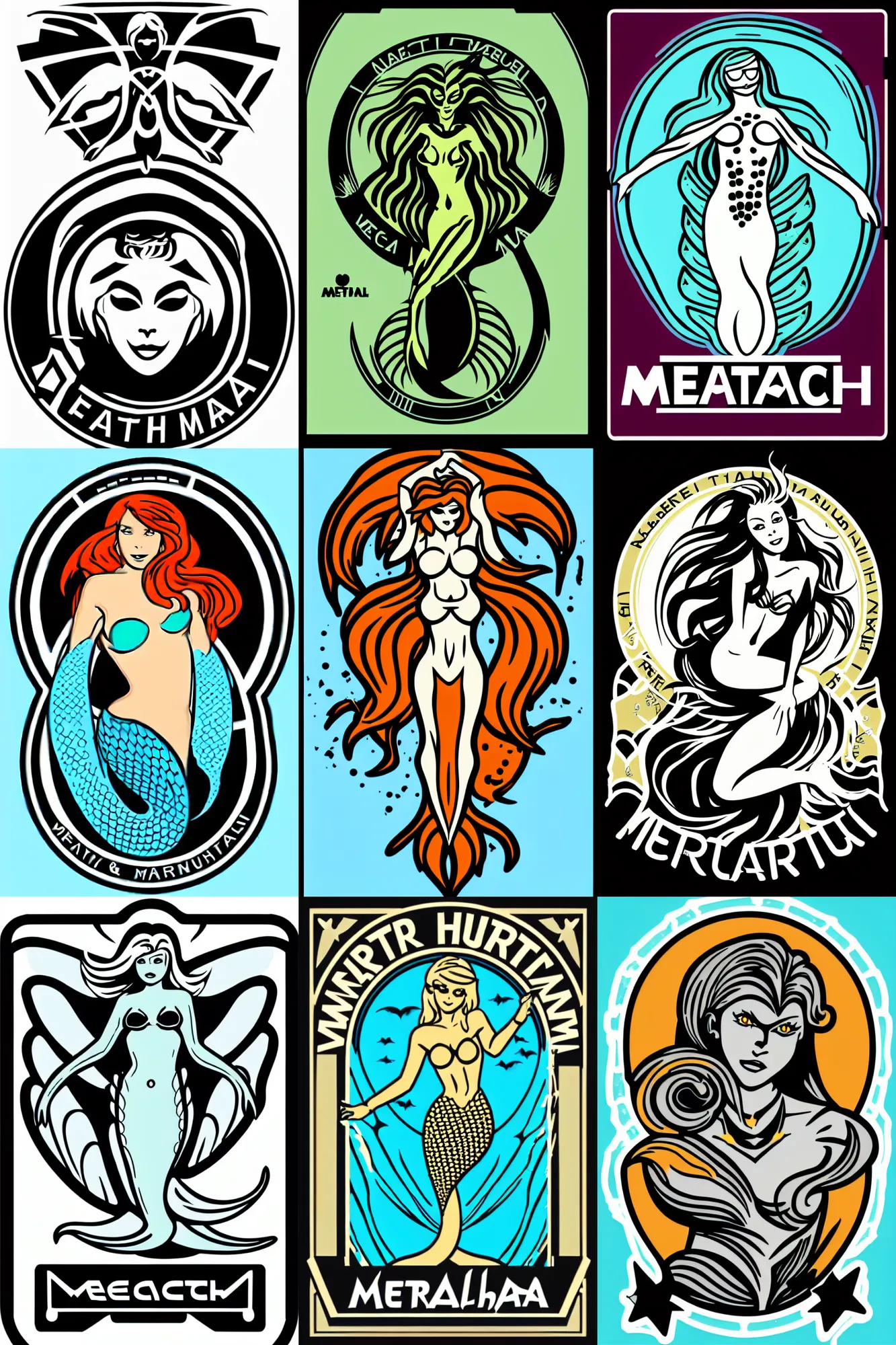 Prompt: vector patch logo of mermaid, metal hurlant