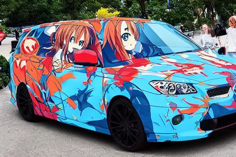 Prompt: anime-car-wrap, putin