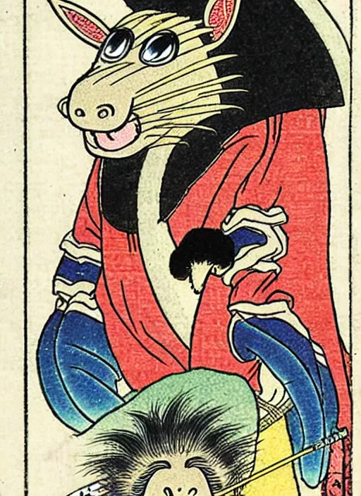 Image similar to alf as a yokai illustrated by kawanabe kyosai and toriyama sekien