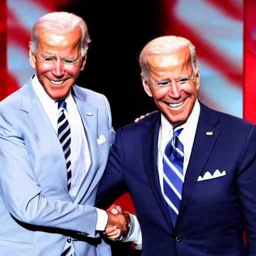 Image similar to joe biden shaking hands with the invisible man, photo