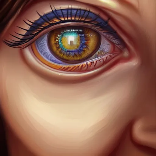 Prompt: Complete eye art, intricate, super highly detailed, professional digital painting, artstation, smooth, sharp focus, no blur, no dof, extreme illustration, 128K, art by artgerm, perfect natural skin tones, facing and looking at the viewer, the eyes are beautiful and symmetrical