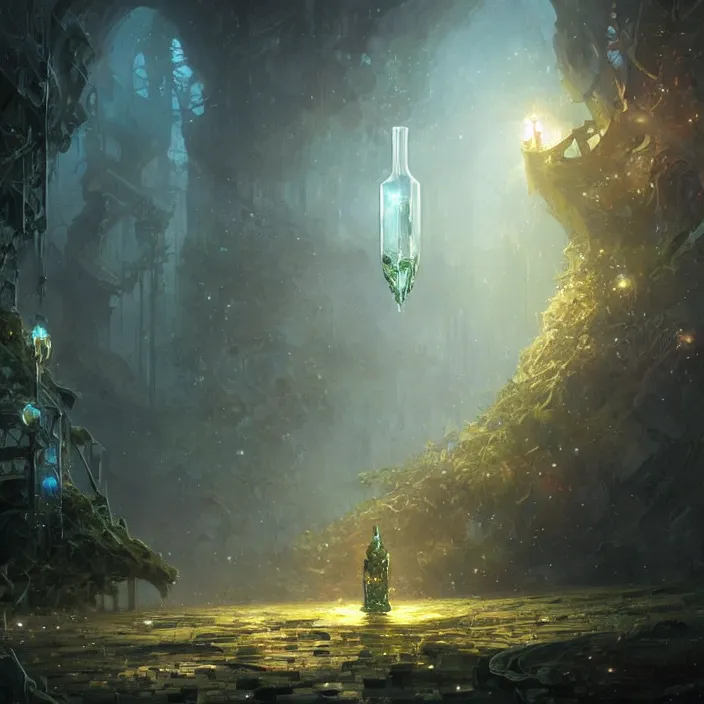 Image similar to 4k Vial of life , art by greg rutkowski, art by craig mullins, art by thomas kincade, art by Yoshitaka Amano