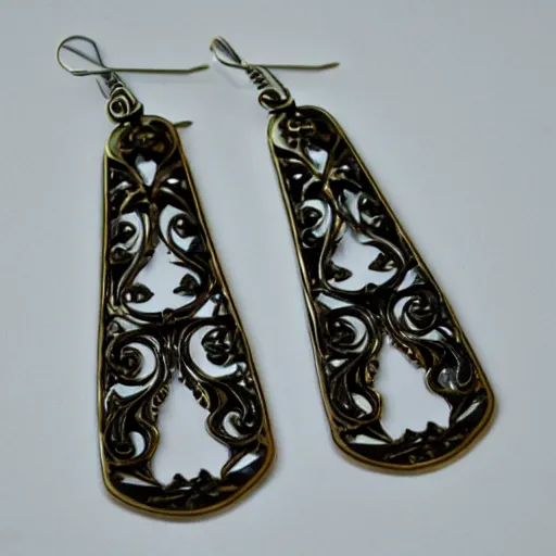 Image similar to big and beautiful detailed artnouveau style earrings sharp focus 8 k