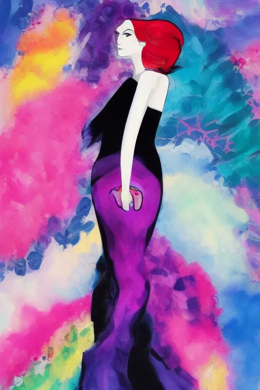 Image similar to empowering female artwork of high - end haute couture bespoke fashion by ali sabet, lisa frank & sho murase