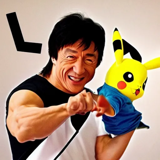 Prompt: jackie chan as a pikachu