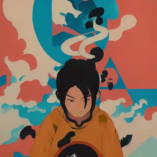 Prompt: The Last Airbender Painting by Sachin Teng, asymmetrical, Organic Painting , Matte Painting, geometric shapes, hard edges, graffiti, street art,:2 by Sachin Teng:4