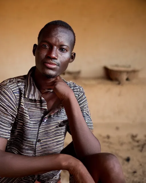 Prompt: a portrait photo of jordan blick, liaison in gambia, by ralph hackett