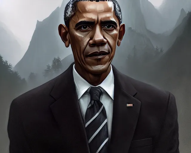 Prompt: 5 5 mm portrait photo of a real life barack obama as a witcher in kaer morhen. dark atmosphere. art by greg rutkowski. highly detailed 8 k. intricate. lifelike. soft light. nikon d 8 5 0.