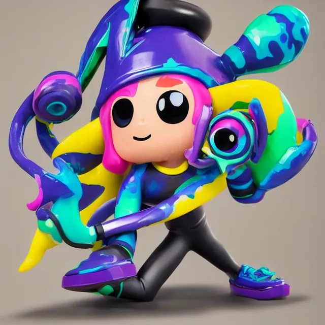 Prompt: stylized splatoon vinyl figure, figure photography, high details