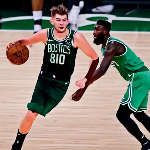 Image similar to luka doncic playing for the boston celtics