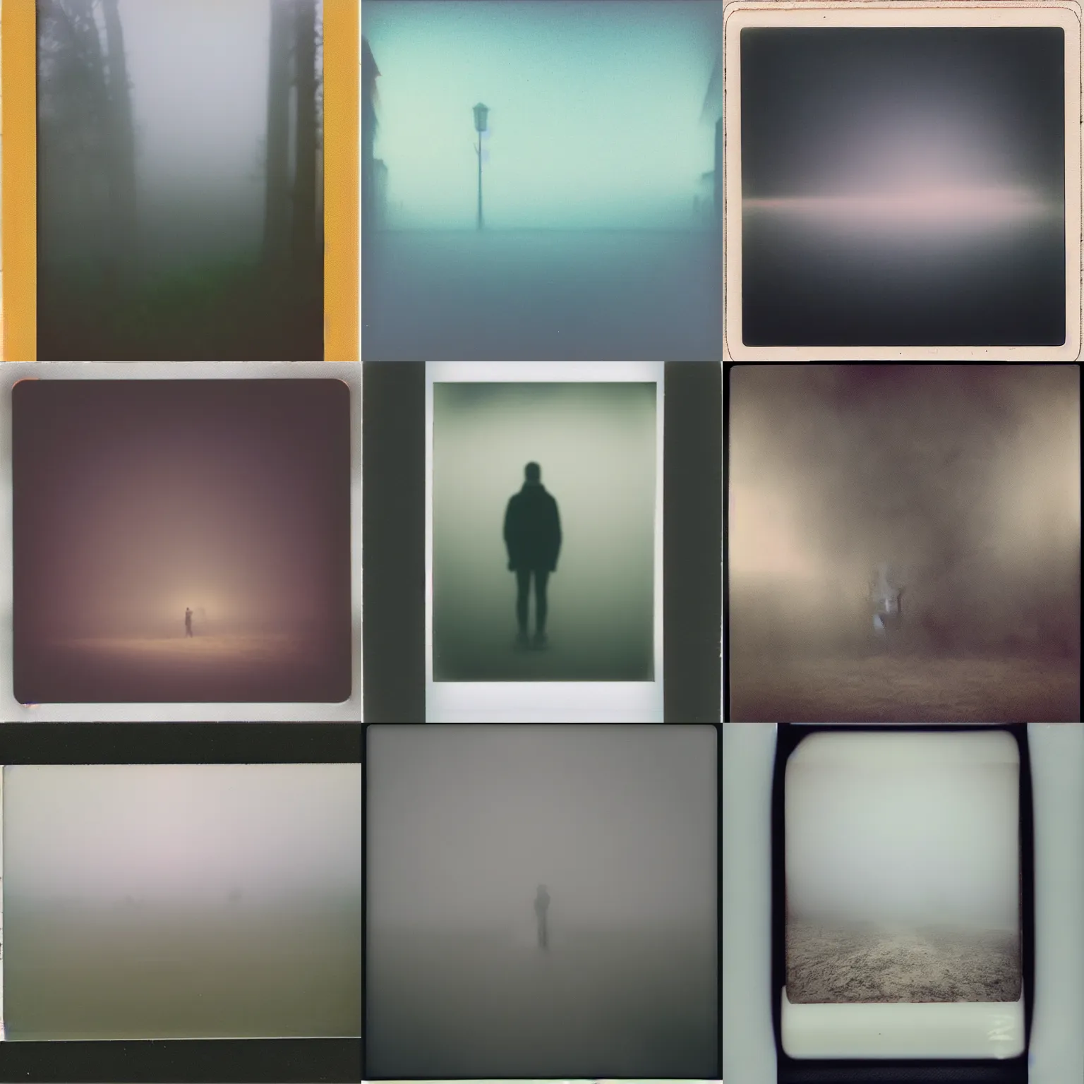 Prompt: infinite liminal spaces, blurry, polaroid, fog,