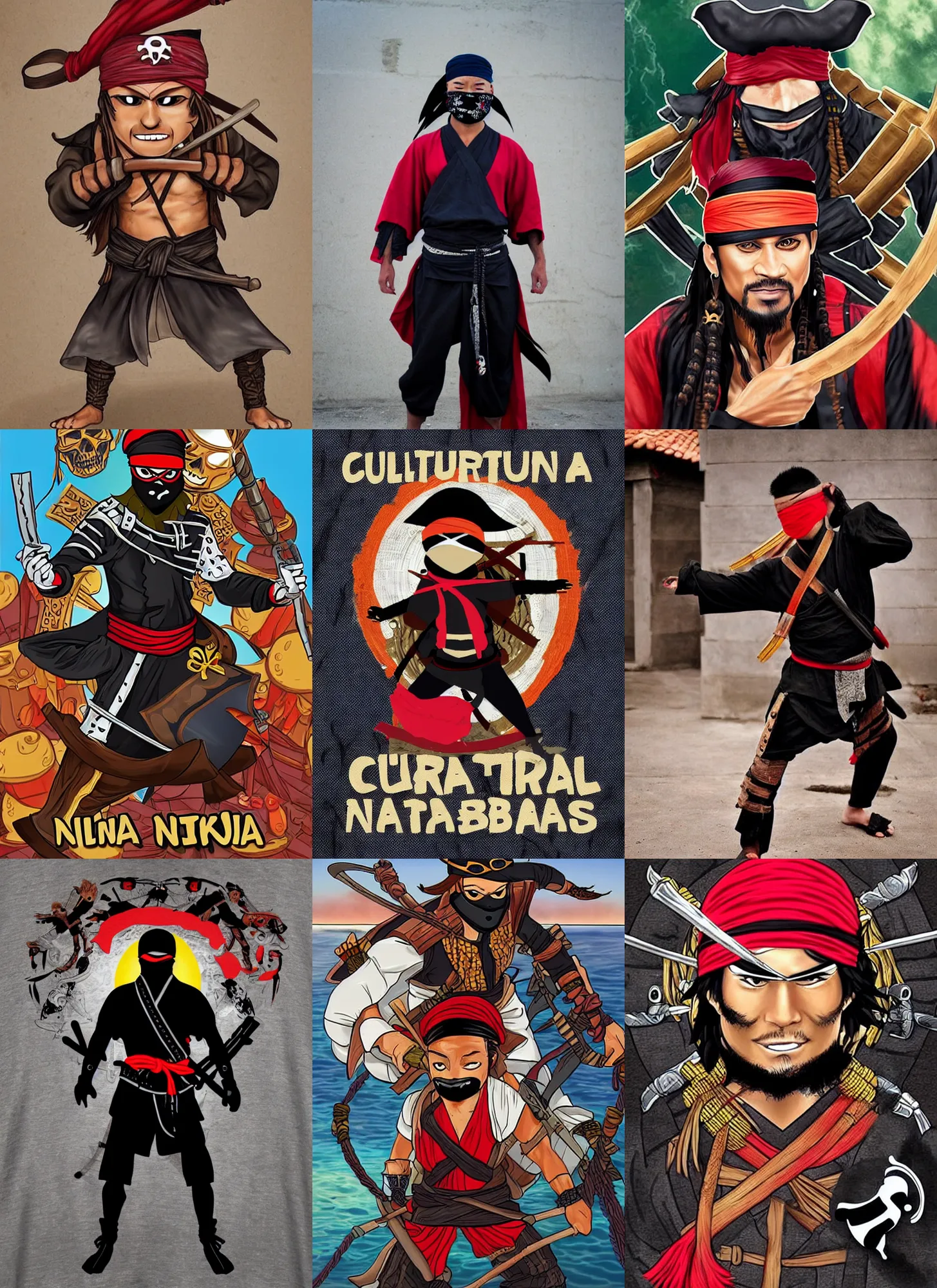 Prompt: a cultural mix between a ninja and a pirate