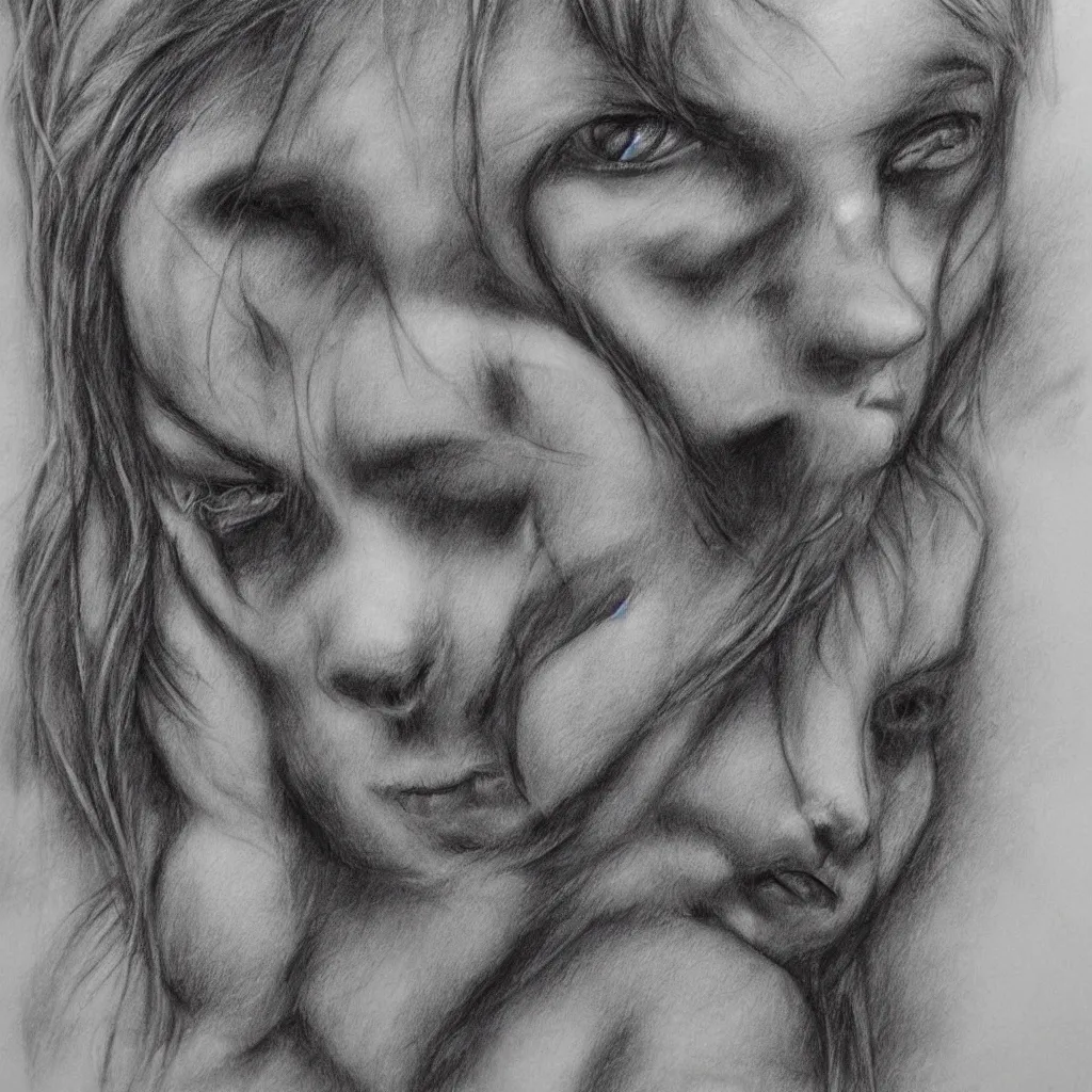 Image similar to Highly detailed charcoal dark art sketch