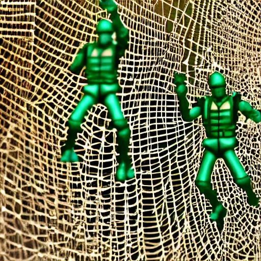 Image similar to toy soldiers in spiderweb