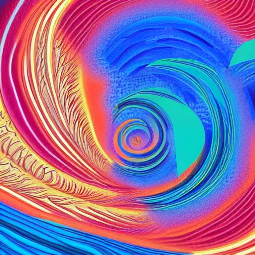 Prompt: dmt waves in an ocean of thoughts, digital art