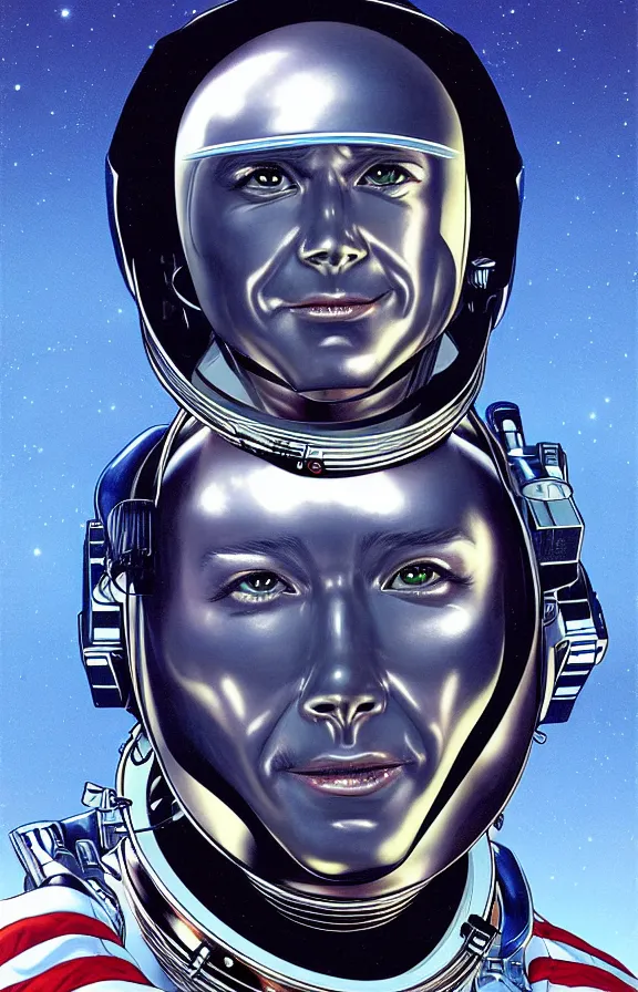 Image similar to portrait of an astronaut, alien, in the style of hajime sorayama