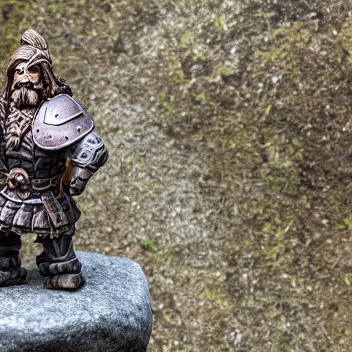 Prompt: Confused warrior dwarf standing on stone spiral staircase