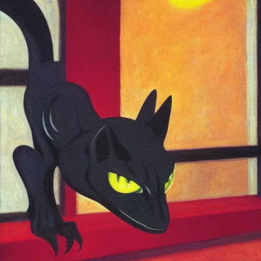 Image similar to night fury, hyerdetiled, by Edward Hopper