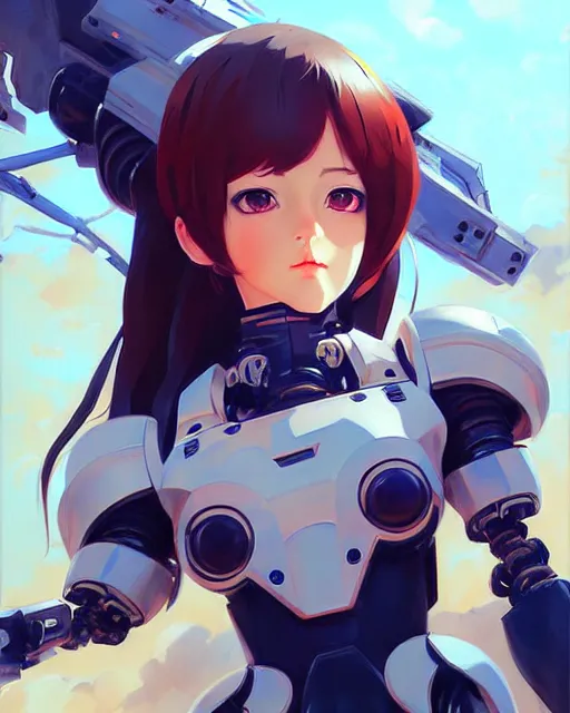 Image similar to portrait Anime as Mecha warrior girl cute-fine-face, pretty face, realistic shaded Perfect face, fine details. Anime. realistic shaded lighting by Ilya Kuvshinov Giuseppe Dangelico Pino and Michael Garmash and Rob Rey