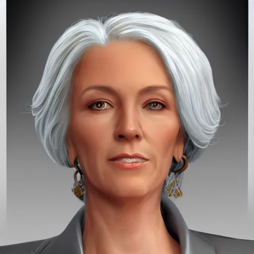 Prompt: maci holloway, first woman elected as president in usa, cold but beautiful, about 3 5 years old, highly detailed,, artstation hd, deviantart, by artgem